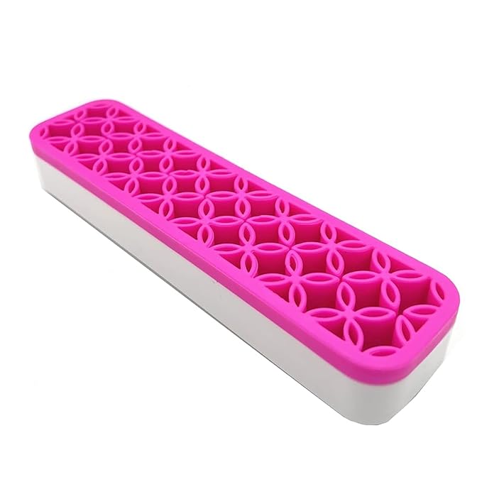 TANG SONG 1 PC Rectangle Silicone Make up Brush Holder Cosmetic Storage Box Desktop Organizers (Pink)