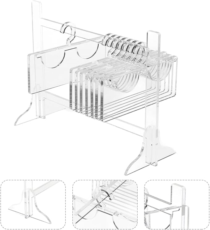 Acrylic Lash Storage Organizer Transparent Eyelash Display Rack Hanger Shape Compact Portable Lash Holder for False and Grafted Lashes Travel and Home Use