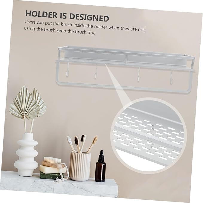 SHOWERORO Bathroom Decor Wall Shelves for Bathroom Wall-Mounted Storage Rack No Punching Glue Installation Aluminum Material Sturdy
