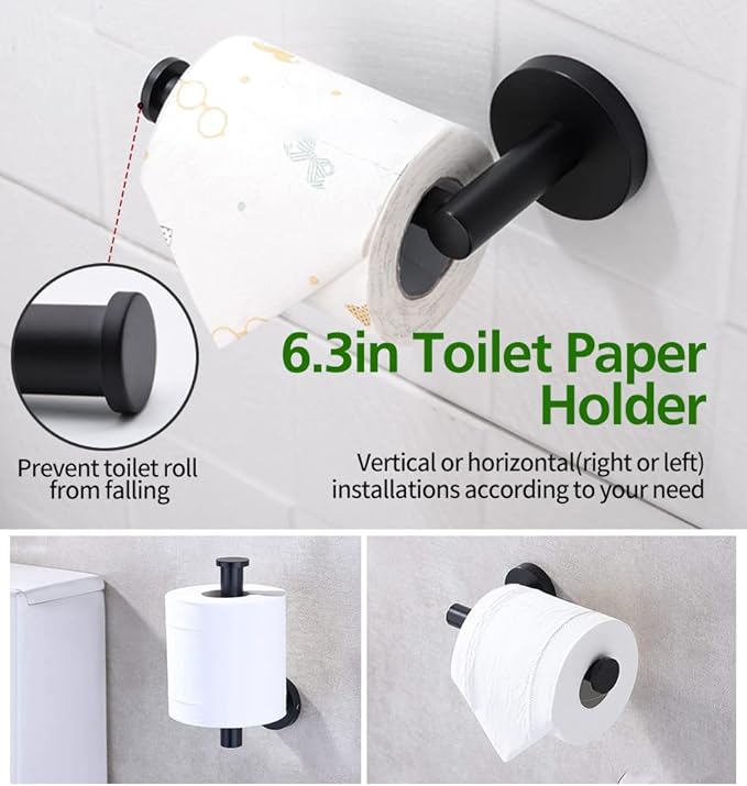 10pcs Bathroom Hardware Set, Including 16" Hand Towel Bars, Toilet Paper Holders, Towel Rings, Robe Towel Hooks