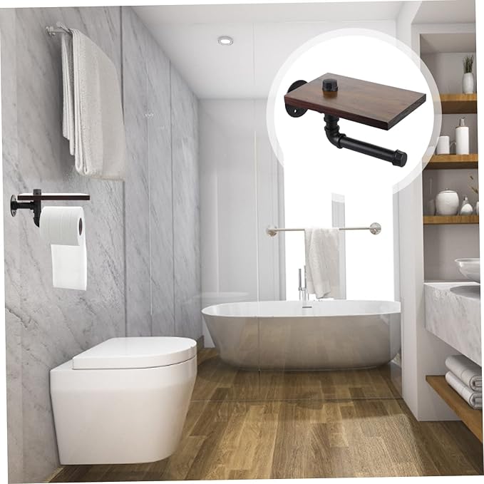 balacoo Wall-Mounted Storage Rack Toilet Holder Stand Rustic Bathroom Shelf Decorative Wall Rack