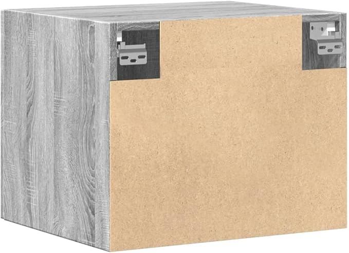 Wall Mounted Cabinet, Grey Sonoma Engineered Wood Storage Organizer, Reversible Door, Modern Wall Shelf for Living Room Bedroom Bathroom, 19.7 x 16.7 x 15.7 Inches