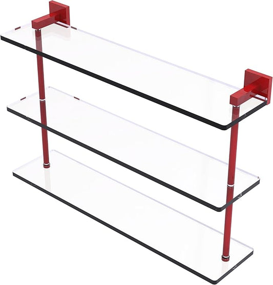 Allied Brass MT-5-22-FER Montero Collection 22 Inch Triple Tiered Glass Shelf, Fire Engine Red