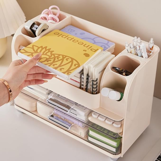 Extra Large Makeup Organizer with 2 Wide Drawers Divided Top Compartment, Spacious Cosmetic Display Case, 4 Colors Skincare Storage box for Vanity and Countertop (Green)