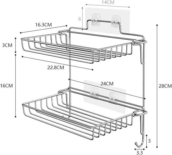 Stainless Steel Folding Storage Rack | 2 - Tier Wall Mounted Shelves for Bathroom/Kitchen | Space Saving Organizer with 20lb Load Capacity | No Tools Installation