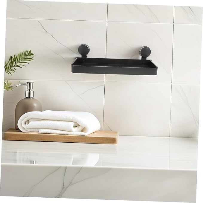 Wall Mounted No Drill Suction Cup Shelf for Toiletries Cosmetics Strong Support for Glass Tile Surfaces Modern Finish Easy Installation