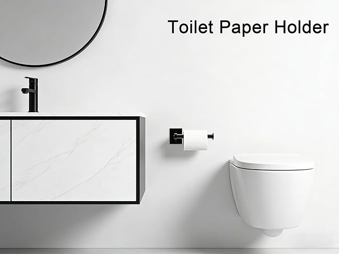 Black Hand Towel Bar for Bathroom Wall, Towel Rack 304 Stainless Steel, Toilet Paper Holder Wall Mount, Tissue Holder for Home Decor