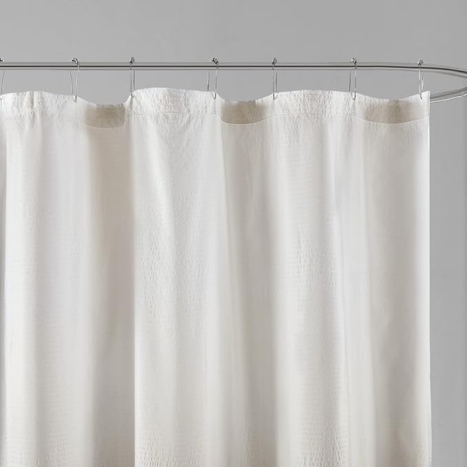 Madison Park Ara Shower Curtain, Seersucker Design Ombre Print, Modern Bathroom Decor, Machine Washable, Fabric Privacy Screen, 72x72, Taupe