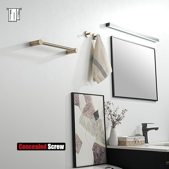 JQK Towel Bar Champagne Bronze, 14.5 Inch 304 Stainless Steel Thicken 0.8mm Towel Rack Bathroom Wall Mount, Useable Length 12 Inch, TB610L12-CB