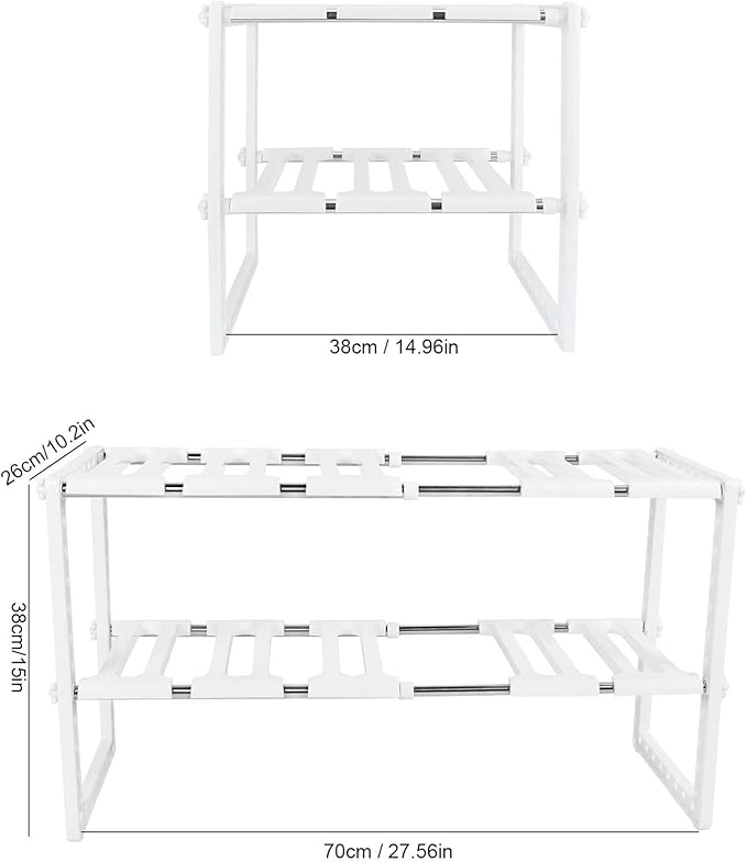 2 Tier Sink Rack Cabinet, Sto Rack with s Shelf, Bathroom Holder for Household Supplies, less and PP l, Retractable
