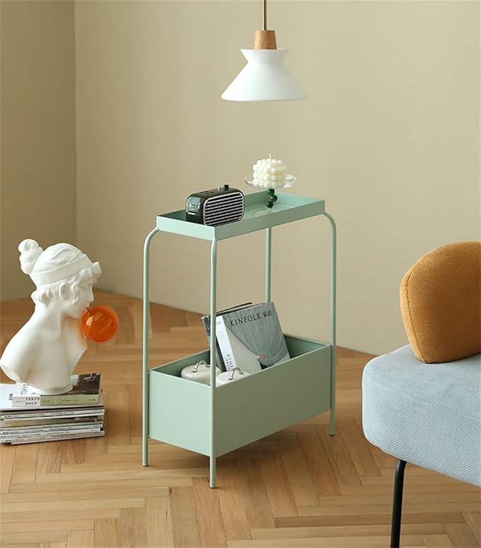 Wrought Iron Shelf Magazine Shelf Bathroom Accessories Bedside Table Bathroom Shelves Creative Shelf (Color : Green, Size : 1pcs) (Green 1pcs)
