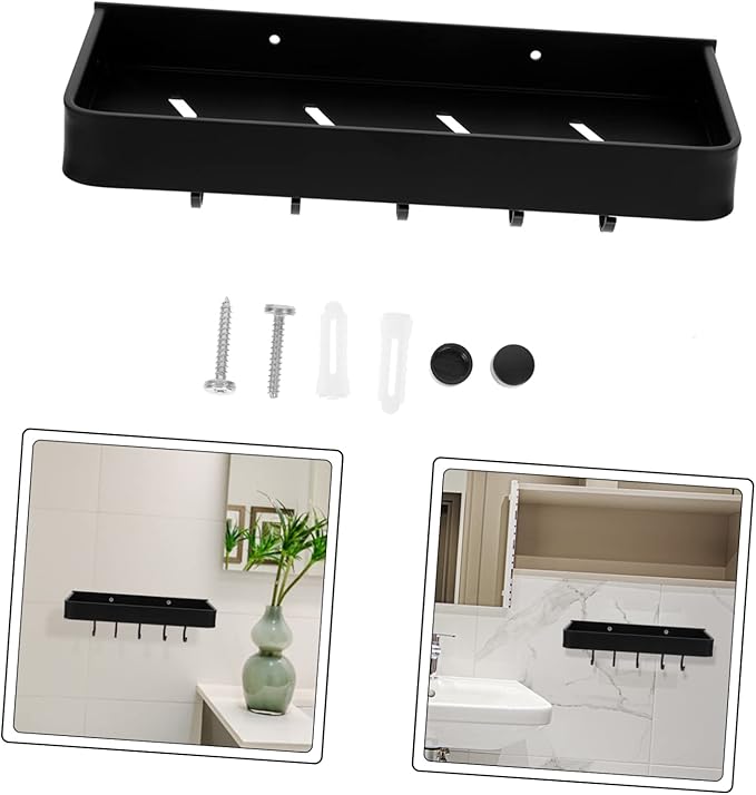 Bathroom Shelf Wall-Mounted Floating Holder Household Storage Rack with Strong Load-Bearing for Home Hotel Kitchen and Washroom Organization