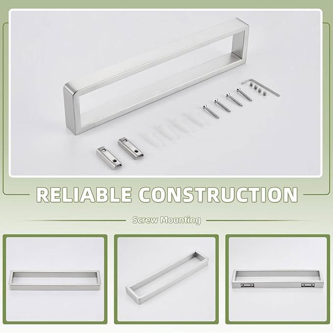 Angle Simple Hand Towel Holder, Wall Mount SUS 304 Stainless Steel Towel Bar Hanger Rack for Bathroom 11.73", Brushed Nickel