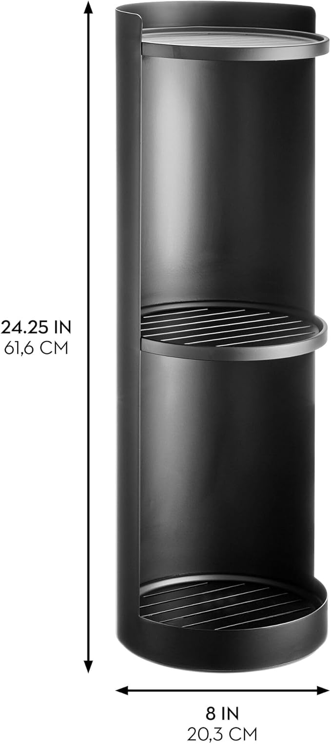 iDesign Freestanding 3-Tier Rotating Bathroom Organizer - Matte Black