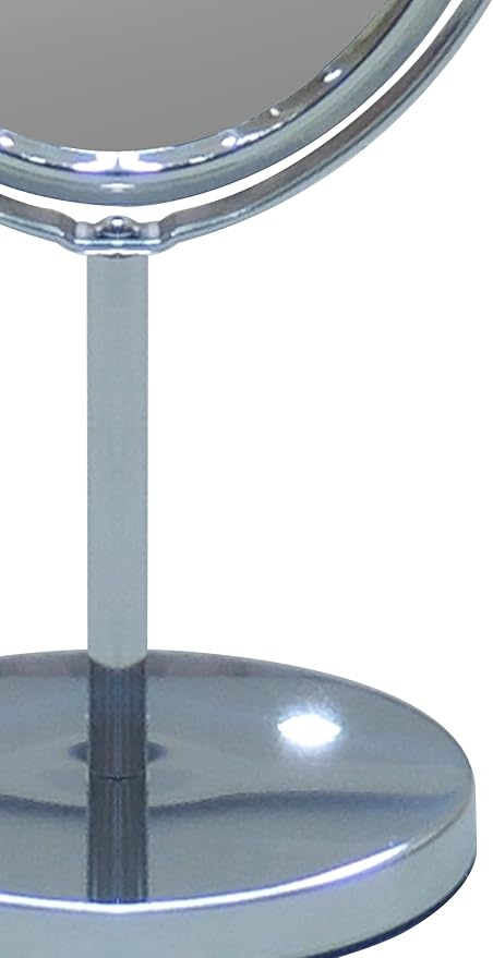Free Standing Double Sided Tabletop Makeup Metal Vanity Mirror 1X and 3X Magnification, Oval, Swivel Mirror for Desk, Bedroom, Bathroom Chrome Finish