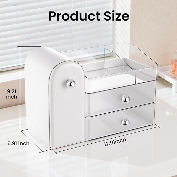 Makeup Organizer,Vanity Organizer with Makeup Brush Holder,Large Skincare Organizers and Bathroom Countertop Organizer,Storage Lipstick,Perfume,Nail Polish,Beauty,Mothers Day Gifts for Women