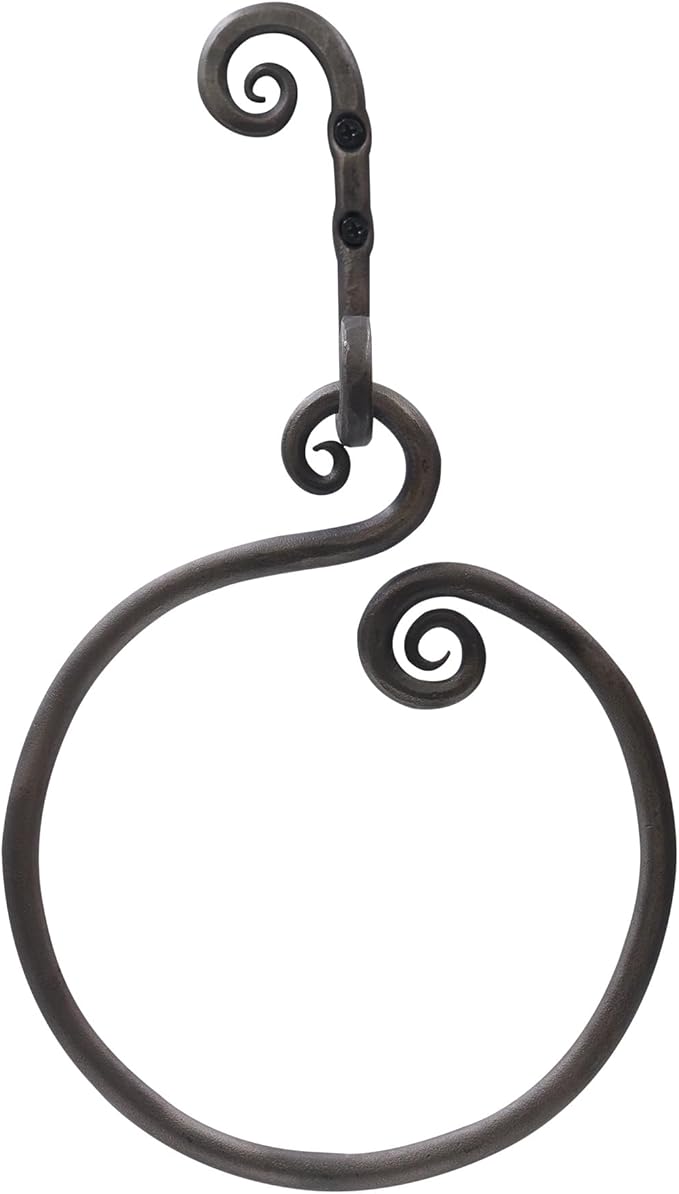 The Metal Magician Round Hand Towel Holder for Bathroom Wall - Kitchen Towel Ring - Aesthetic Design & Heavy Duty Durability - (Ornamental Curve) - (Antique Nickel)