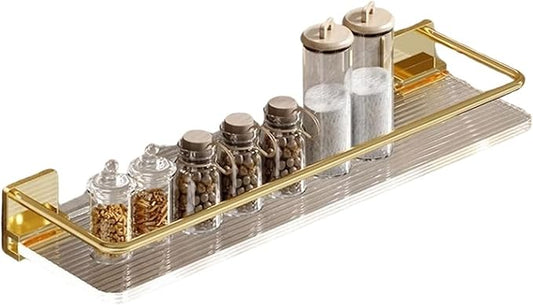 Wall Corner Shelf for Bathroom and Kitchen with Double Sucker Design for Secure Storage of Sponges Razors and Brushes(Gold)