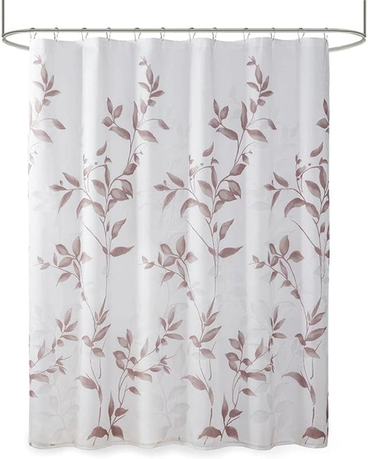 Madison Park Cecily Shower Curtain, Luxurious Botanical Leaf Print, Modern Serene Bathroom Décor, Machine Washable Bath Privacy Screen, 72x72, Mauve
