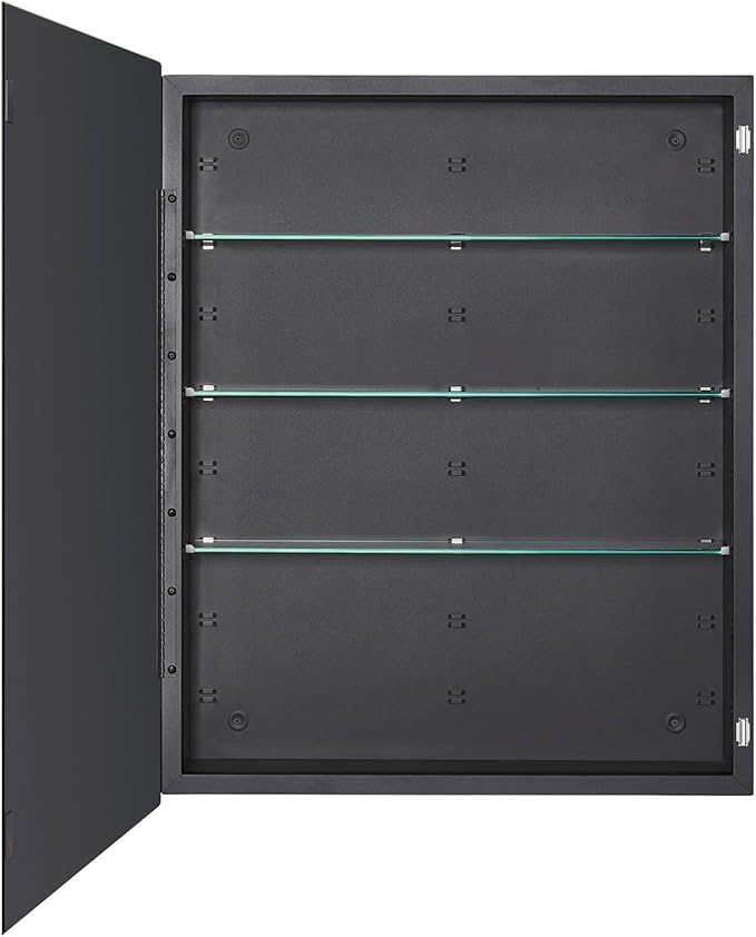 IDYLLOR Black Bathroom Medicine Cabinet with Beveled Edge Mirrored Door 24 x 30 inch, Recessed or Surface Mount, with Adjustable Glass Shelves