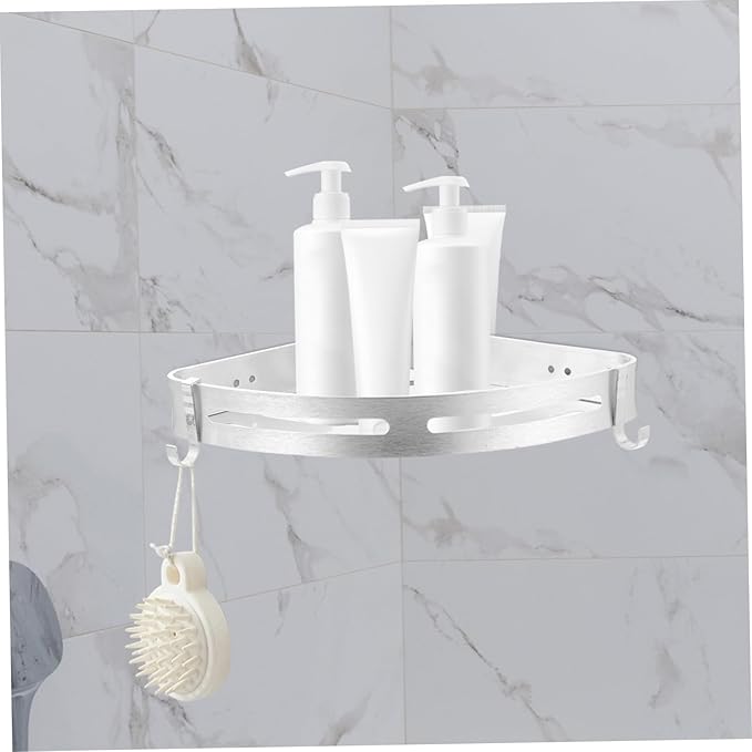 Wall-Mounted Storage Rack Aluminum Shelf for Bathroom Kitchen Toilet Silver Design for Efficient Space Organization