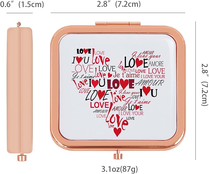 Compact Mirror for Women, Mini Pocket Travel Makeup Mirror, Portable Folding Small Pocket Mirror for Handbag, Purse, Handheld Pocket Mirror Rose Gold