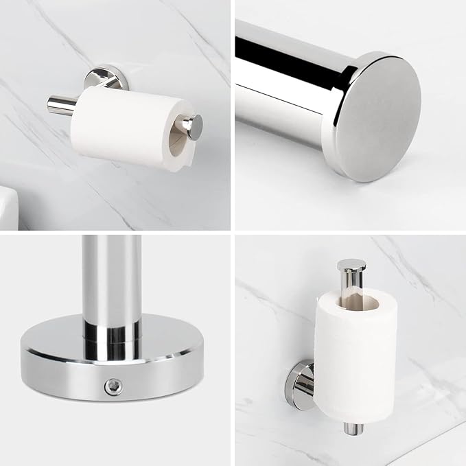 NearMoon Bathroom Hardware Set SUS 304 Thicken Stainless Steel-Towel Bar Set Include 16" Towel Rod, Toilet Paper Holder, Multifunctional Hooks Bathroom Accessories (Chrome Finish, 10 Pcs)