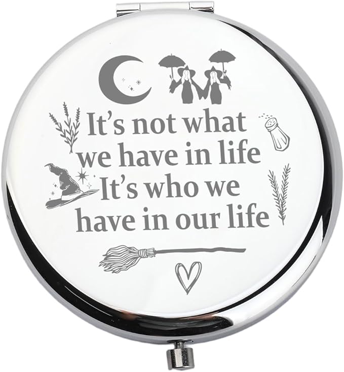 WUSUANED Witch Sister Makeup Mirror Practical Movie Inspired Mirrorr TV Show Fan Gift Magic Witch Gift Witchy Fans Gifts (Witch Sister Mirror Steel)