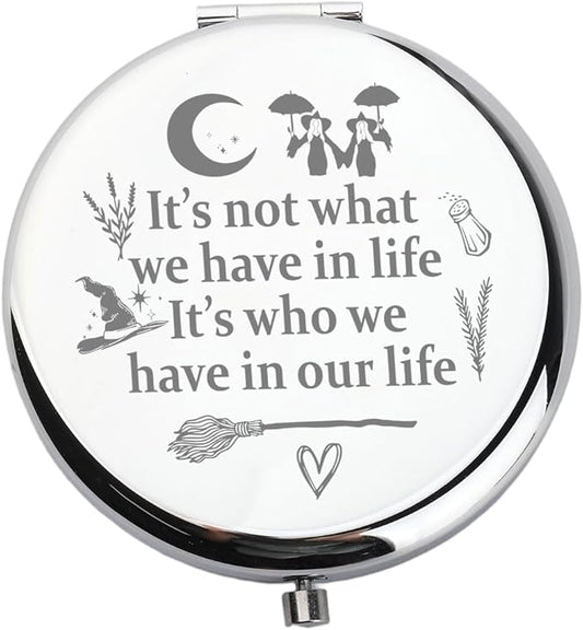 WUSUANED Witch Sister Makeup Mirror Practical Movie Inspired Mirrorr TV Show Fan Gift Magic Witch Gift Witchy Fans Gifts (Witch Sister Mirror Steel)