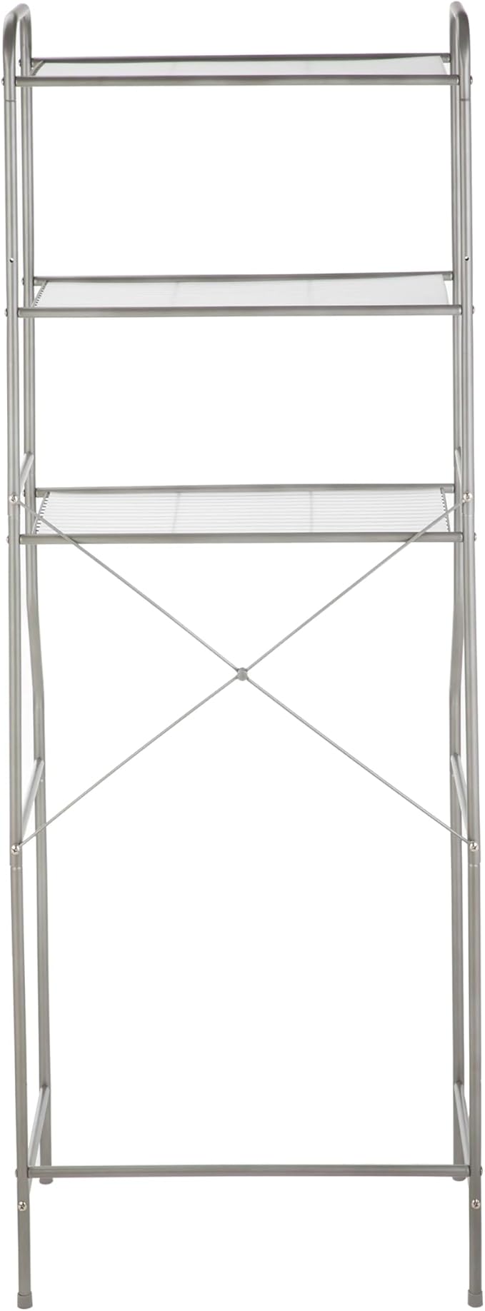 3-Tier Over The Toilet Storage Unit, Satin Nickel Steel Bathroom Organizer with Liners, Space-Saving Toilet Tank Shelf Stand for Bathroom, Kitchen, Laundry Room