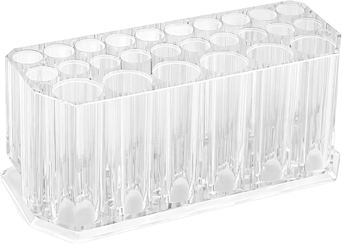 Clear Acrylic Eyeliner & Lip Liner Organizer Holder ?€? 26-Slot Makeup Pencil Storage with Compact Design for Vanity and Professional Use
