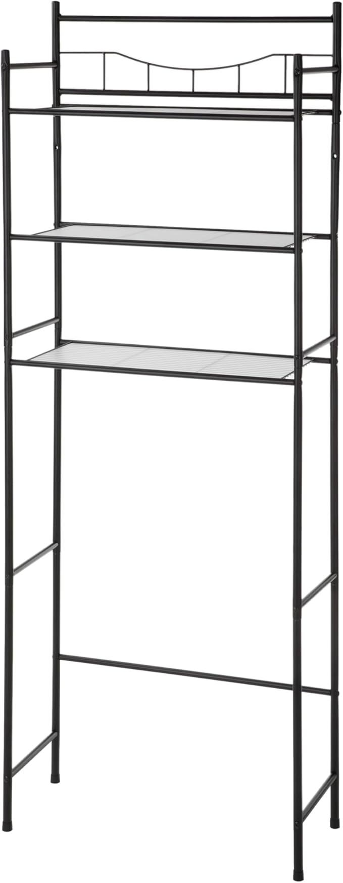 Over-The-Toilet 3-Shelf Bathroom Storage Unit, Black Steel, 22.83x9.65x59.75 Inches, Space Saver
