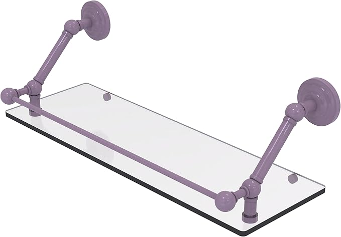 Allied Brass PQN-1-24-GAL-LVN Prestige Que New 24 Inch Floating Glass Shelf with Gallery Rail, Lavender