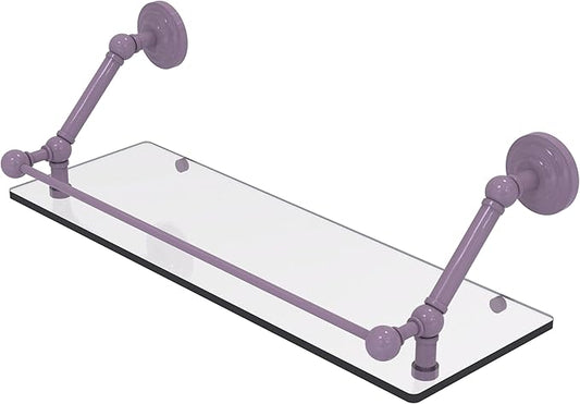 Allied Brass PQN-1-24-GAL-LVN Prestige Que New 24 Inch Floating Glass Shelf with Gallery Rail, Lavender