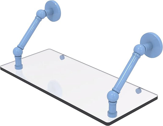 Allied Brass P1000-1-18-FTB Prestige Skyline Collection 18 Inch Floating Glass Shelf, Flat Troll Blue