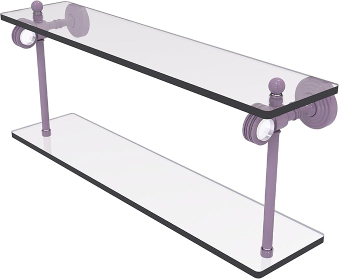 Allied Brass PG-2D-22-LVN Pacific Grove Collection 22 Inch Two Tiered Glass Shelf with Dotted Accents, Lavender