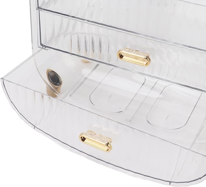 Beauty Organizer Cosmetic Cosmetic Drawers Case, Makeup Organizer Box Storage Box and Lid for Bedroom, Dressing Table and Bathroom (Transparent)