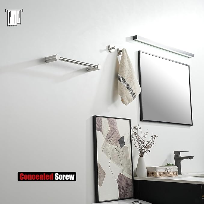 JQK Towel Bar Brushed, 14.5 Inch 304 Stainless Steel Thicken 0.8mm Towel Rack Bathroom Wall Mount, Useable Length 12 Inch, TB610L12-BN