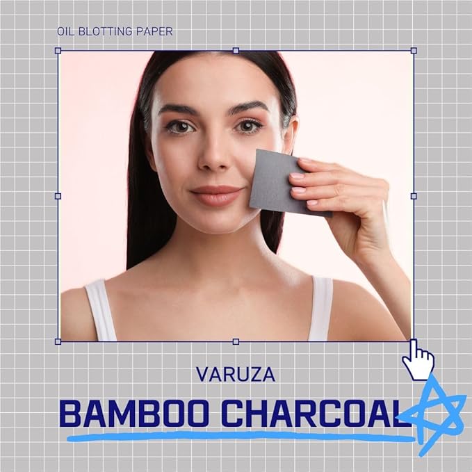 [100 Counts + Mirror Case] Natural Bamboo Charcoal Oil Blotting Sheets for Face Korean with Mirror Case