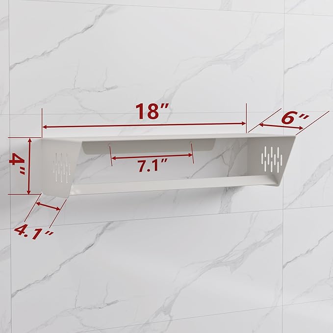 Qeke Bathroom Lavatory Towel Rack, Wall Mount Towel Holder Towel Hanger Shelf with Towel Bar, SUS 304 Stainless Steel Towel Rack for Bathroom and Lavatory, Matte White, 18 Inch