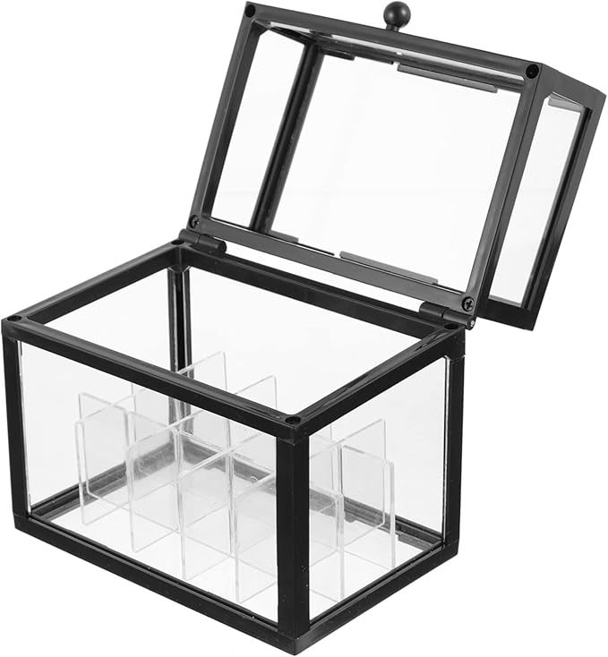 Lipstick Holder Plastic Lip Gloss Organizer Makeup Organizer Lipstick Display Stand with Lid Black