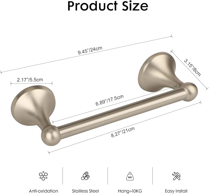 Antique Hand Towel Holder,Towel Ring Brushed Nickel for Bathroom,Towel Bar 9-Inch,Bathroom Accessories Towel Rack, Wall Mounted,Towel Hanger for Bathroom