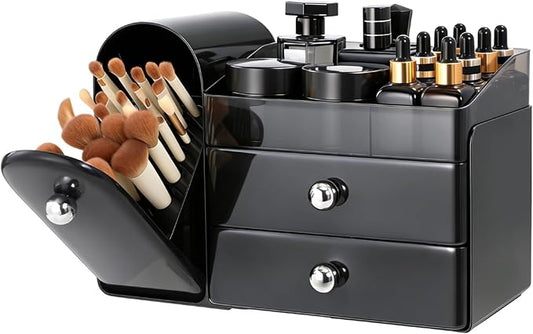 Makeup Organizer,Vanity Organizer with Makeup Brush Holder,Large Skincare Organizers and Bathroom Countertop Organizer,Storage Lipstick,Perfume,Nail Polish,Beauty,Mothers Day Gifts for Women