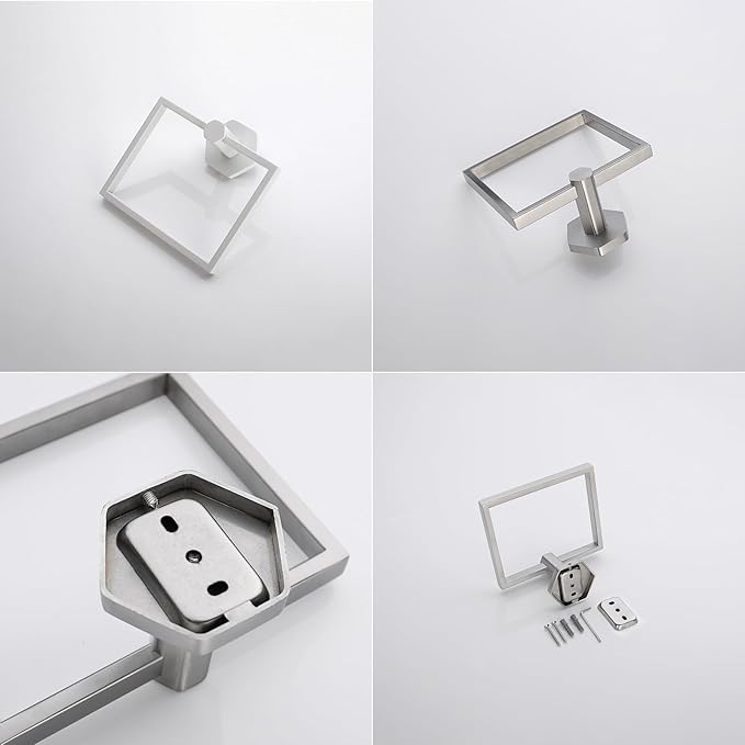 GERZWY Modern Towel Holder SUS 304 Stainless Steel Towel Hanger Towel Ring for Bathroom Wall Mount, Brushed Finish