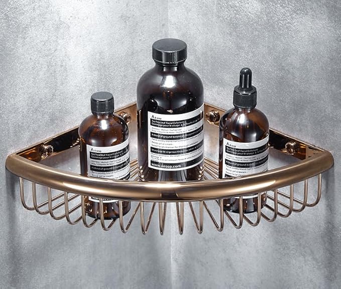 Bathroom Shelves, Wall-Mounted Corner Shelves, Double Triangular Storage Shelves, Grey - Double Shelves with Hooks