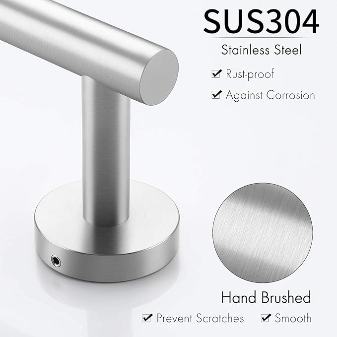 KES 9.6 Inches Hand Towel Bar Bathroom Towel Holder Kitchen Dish Cloth Hanger SUS304 Stainless Steel RUSTPROOF Wall Mount Brushed Steel, Total Length 12 Inch, A2000S30-2