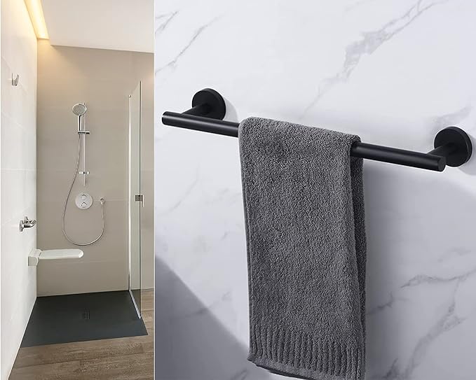 16 Inch Towel Bar 2 Pack for Bathroom 9/12/16/24/28/33 Inch Kitchen Hand Towel Holder Matted Black Stainless Steel 304 RUSTPROOF Wall Mount Towel Rod 2 of Pack (2, Matted Black, 16 Inch)
