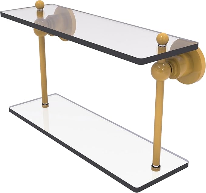 Allied Brass AP-2/16-SGL Astor Place Collection 16 Inch Two Tiered Glass Shelf, Spanish Gold