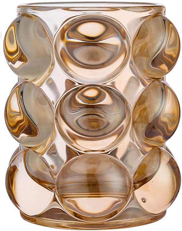 Liemuao Crystal Makeup Brush Holder,Cosmetic Brush Storage Organizer Holder, Comb Pen Pencil Storage Pot Cup for Vanity, Office, Home Decor (Amber)