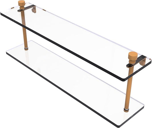 Allied Brass FT-2/22-GLY Foxtrot Collection 22 Inch Two Tiered Glass Shelf, Golden Yellow
